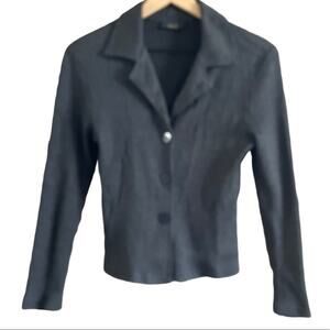 Geri C. Dark Gray Ribbed Collard Cardigan Small